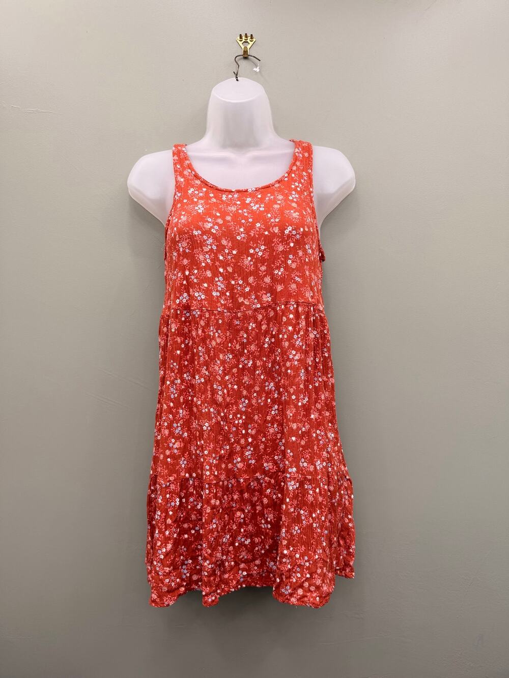 Pink Rose Rust Floral Dress Small Boho Cottagecore Tiered Sundress